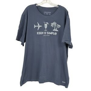 Life is Good T-Shirt Navy Blue Keep‎ It Simple Graphic 100% Cotton XXL